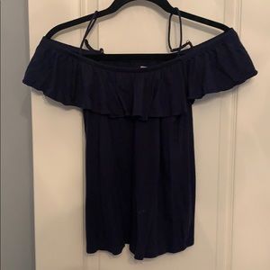 Navy blue off-the-shoulder Lilly Pulitzer top